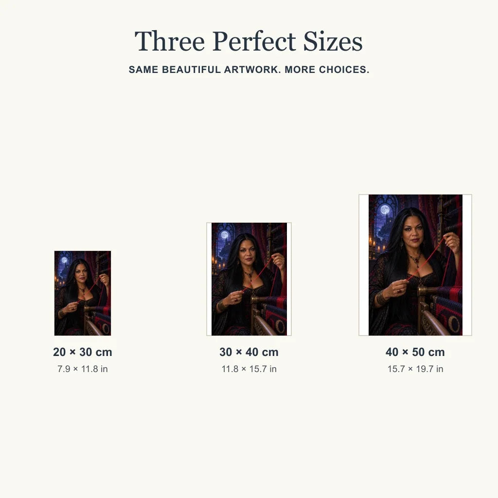 Three size options for the Fate Thread Weaver diamond painting kit.