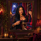 Framed Fate Thread Weaver artwork displayed in a richly decorated room.