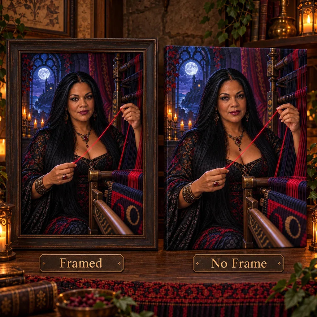 Framed and no-frame Fate Thread Weaver designs shown side by side.
