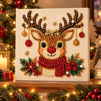 Festive Reindeer Ornament pearl painting kit – room image