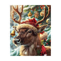 Festive Reindeer Portrait Diamond Painting Kit original artwork on white background