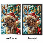 Festive Reindeer Portrait Diamond Painting Kit frame comparison
