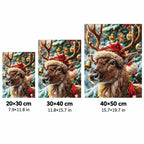 Festive Reindeer Portrait Diamond Painting Kit sizes