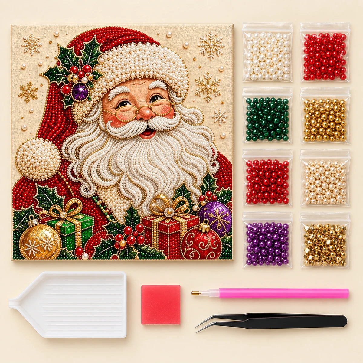Festive Santa Gifts Pearl Diamond Painting Kit kit image