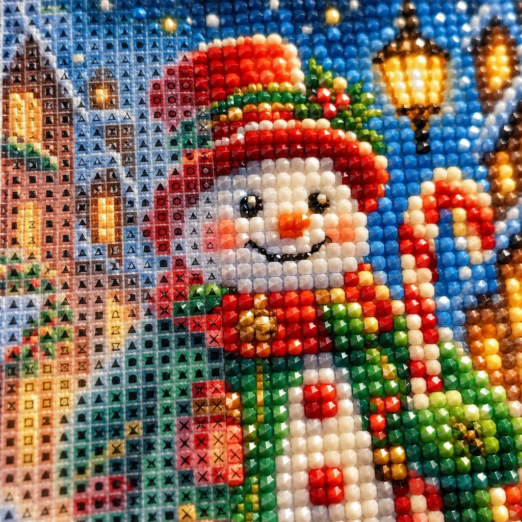Festive Snowman Lights Diamond Painting Kit detail