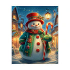 Festive Snowman Lights Diamond Painting Kit original artwork on white background