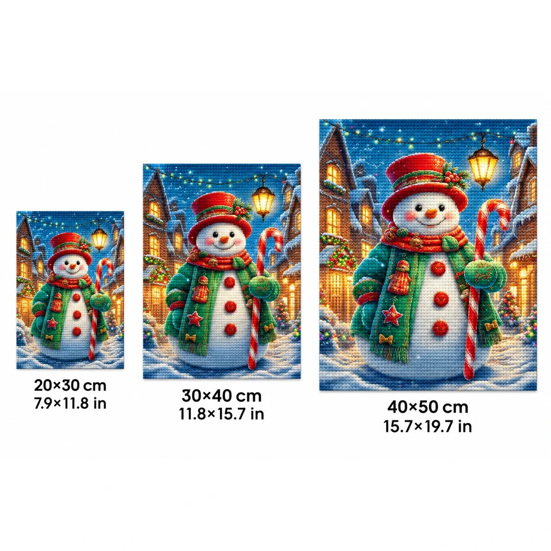 Festive Snowman Lights Diamond Painting Kit sizes