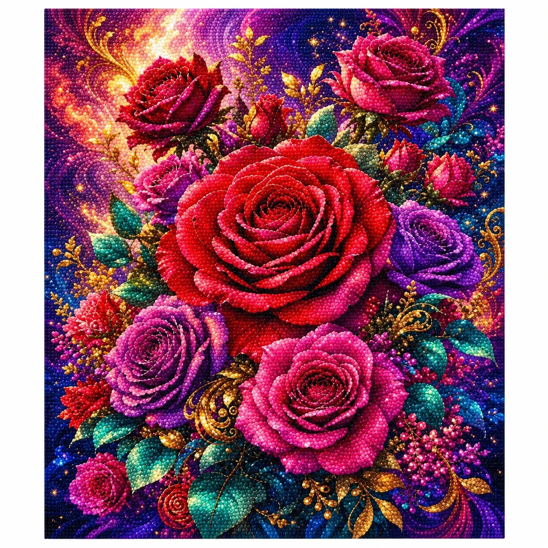 finished diamond painting on white background