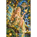 Firefly Fairy Fern Forest finished diamond painting on white