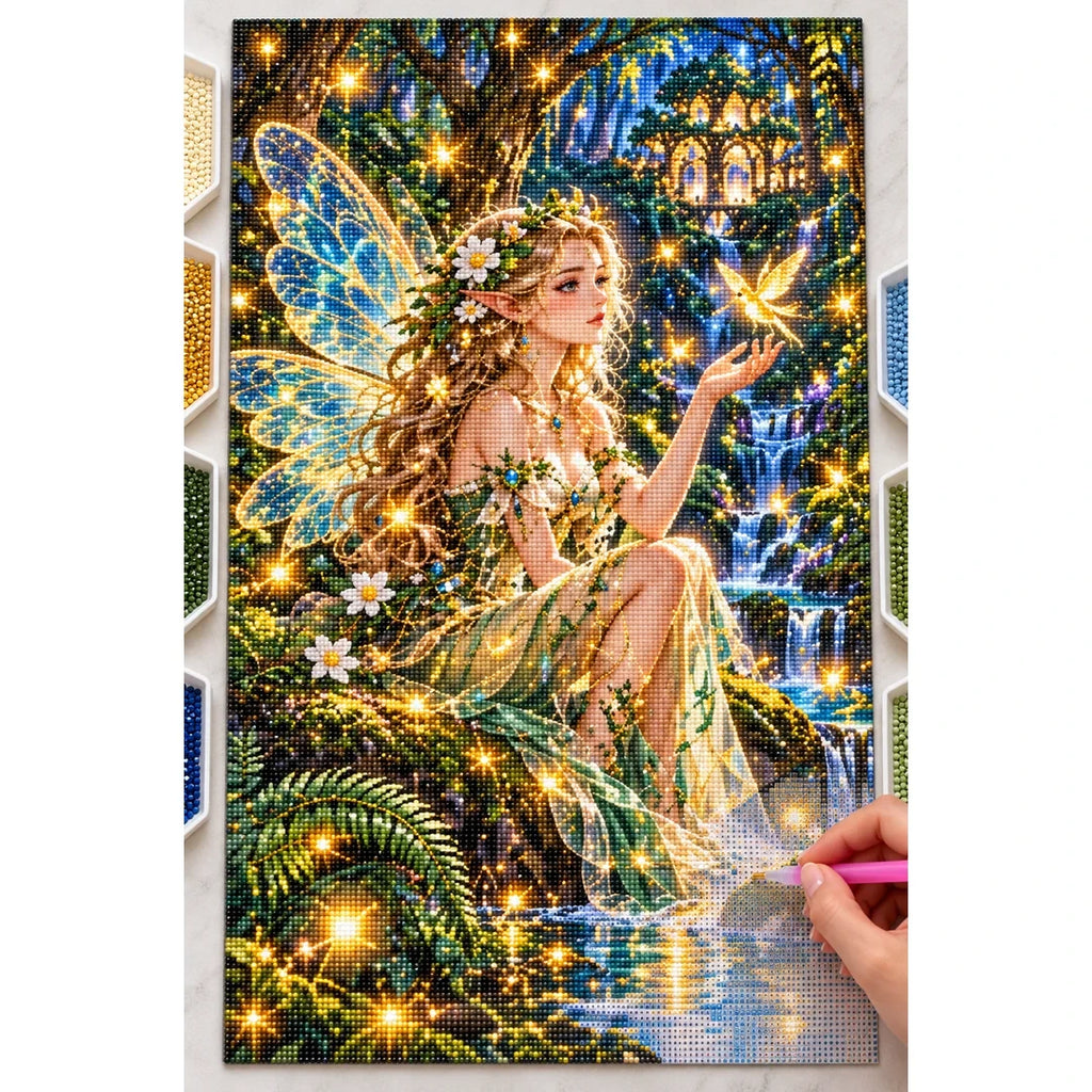 Firefly Fairy Fern Forest diamond painting process