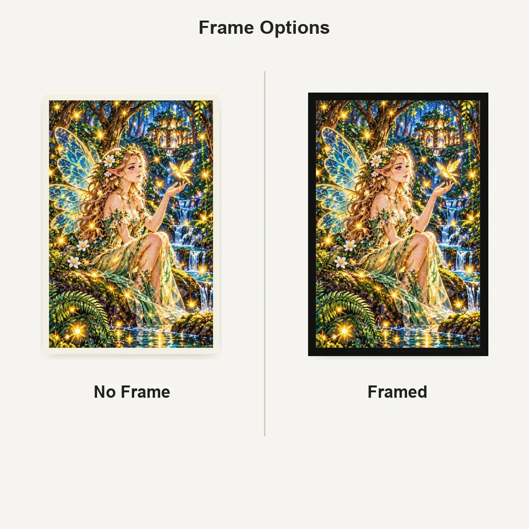 Firefly Fairy Fern Forest No Frame and Framed comparison