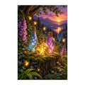 White-background original artwork of firefly potion garden