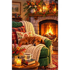 Fireplace Reading Chair Autumn — original artwork on a clean white background