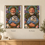 Framed and no-frame options for the Fisherman and Seal Pup diamond painting