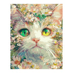 Floral Cat with Green Eyes completed artwork on a clean white background