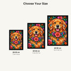 Floral Golden Retriever Diamond Painting Kit — Size guide