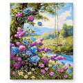 Flower Swing by Mountain Lake paint by numbers artwork on a front-facing canvas against a white background