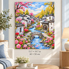 Flowered Canal Village shown in a styled room with 15.7 × 19.7 in and 40 × 50 cm dimensions