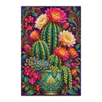 Finished white-background diamond painting of Flowering Cactus Rose Quartz