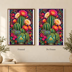 Framed and no-frame options for the Flowering Cactus Rose Quartz diamond painting