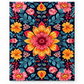Folk Floral Pattern paint by numbers artwork on a front-facing canvas against a white background
