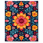 Folk Floral Pattern paint by numbers artwork on a front-facing canvas against a white background