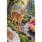 Forest Fawn Stream Diamond Painting Kit diamond placement process