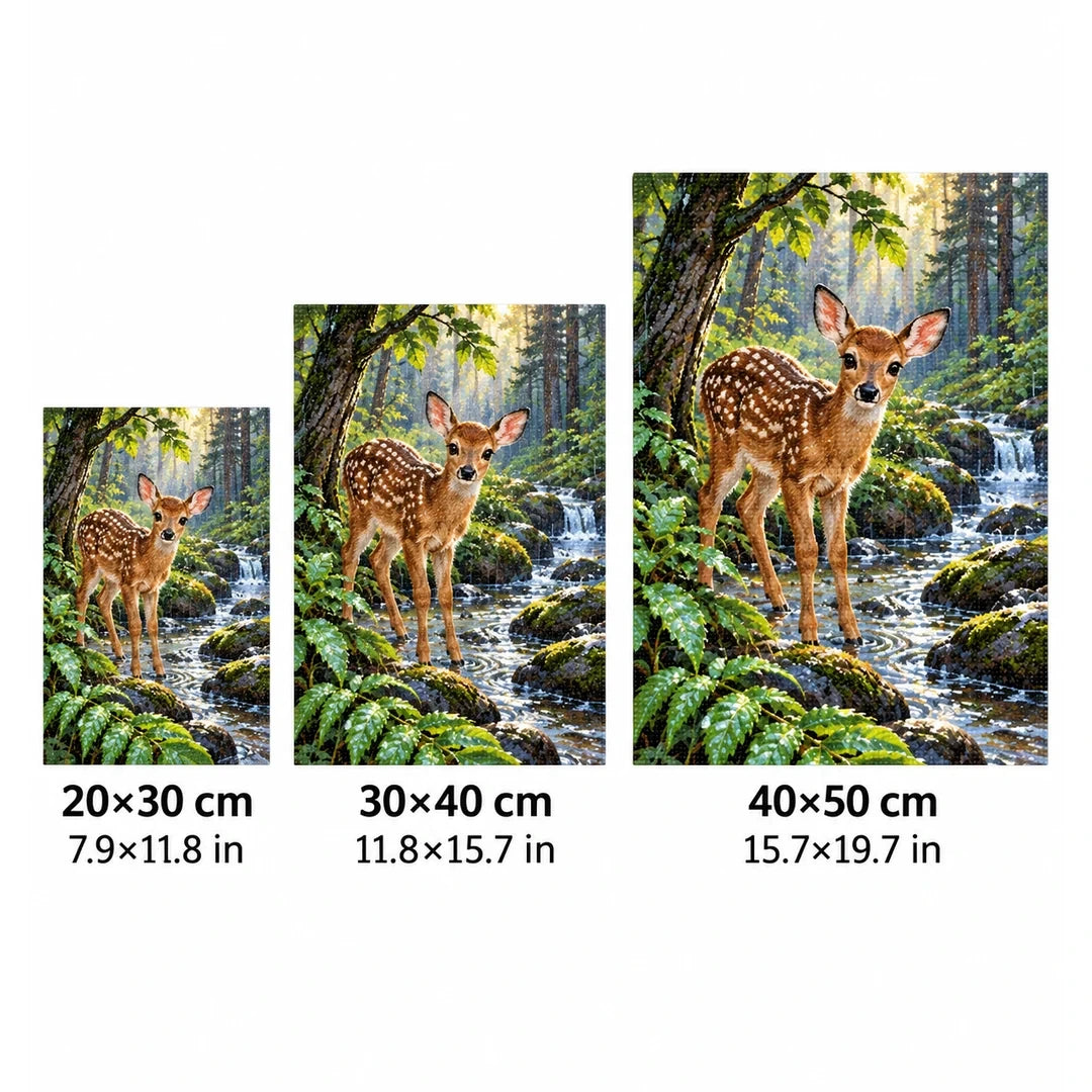 Forest Fawn Stream Diamond Painting Kit size guide