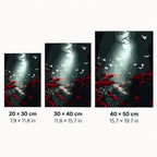 Size guide for Forest Light And Butterflies Diamond Painting Kit with 20 × 30 cm, 30 × 40 cm and 40 × 50 cm options.