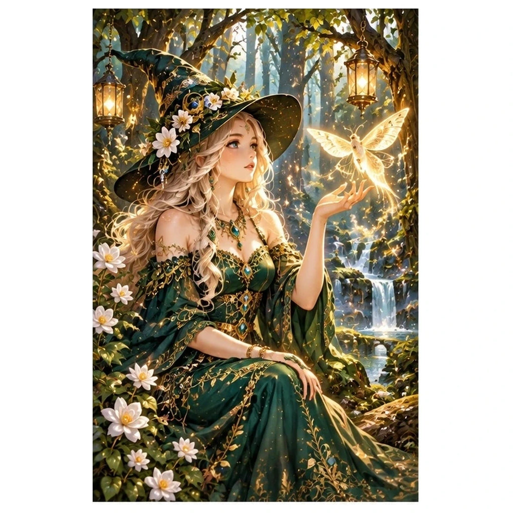 Forest Witch Glowing Moth original artwork on white