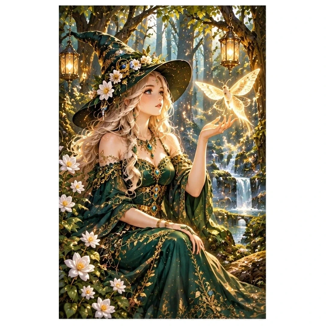 Forest Witch Glowing Moth original artwork on white
