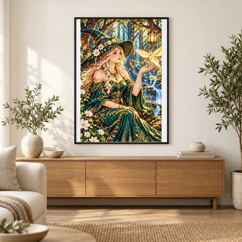 Forest Witch Glowing Moth finished artwork in home décor