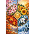 Four Seasons Floral Wheel Diamond Painting Kit — original white-background artwork