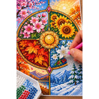 Four Seasons Floral Wheel Diamond Painting Kit — diamond painting application process
