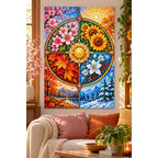 Four Seasons Floral Wheel Diamond Painting Kit — finished diamond painting in a home setting