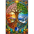 Four Seasons Tree Diamond Painting Kit — original white-background artwork