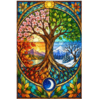 Four Seasons Tree Diamond Painting Kit — original white-background artwork