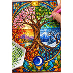 Four Seasons Tree Diamond Painting Kit — diamond painting application process
