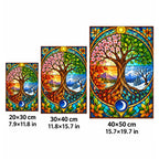 Four Seasons Tree Diamond Painting Kit — 20 by 30, 30 by 40, and 40 by 50 centimeter size guide