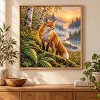 Home decor scene featuring Fox Among Ferns at Sunrise Diamond Painting Kit