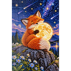 Fox Moon Stargazing Diamond Painting Kit diamond and canvas detail