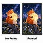 Fox Moon Stargazing Diamond Painting Kit No Frame and Framed comparison