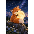 Fox Moon Stargazing original artwork on white background
