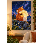 Fox Moon Stargazing Diamond Painting Kit home decor scene