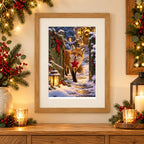 Framed home display of the fox with a felt star ornament diamond painting