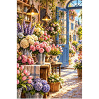French Flower Shop Interior — original artwork on a clean white background