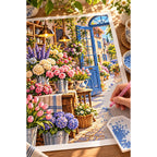 French Flower Shop Interior — diamond painting process with applicator pen