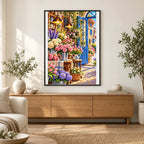 French Flower Shop Interior — finished diamond painting displayed in a home interior