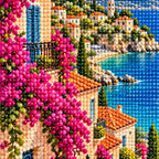 Close-up of drill details in the French Riviera diamond painting.