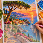 Hands placing diamond drills on the French Riviera Coast design.